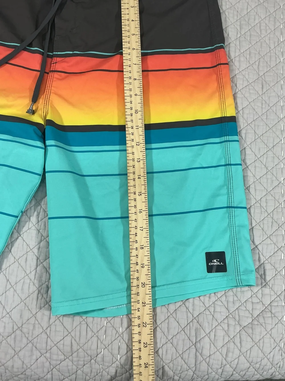 O'Neill Hyperfreak Heat Stripe 21” Turquoise Swim Board Shorts Size 36